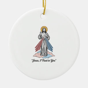 Jesus I Trust in You Vintage Engraving Shirt Desig Ceramic Tree Decoration