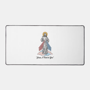 Jesus I Trust in You Vintage Engraving Shirt Desig Desk Mat