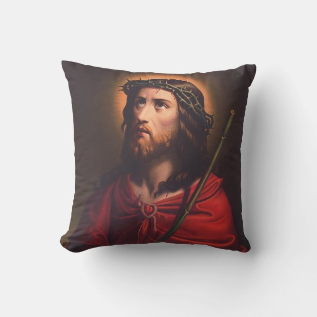 Jesus in Crown of thorns Cushion (Front)