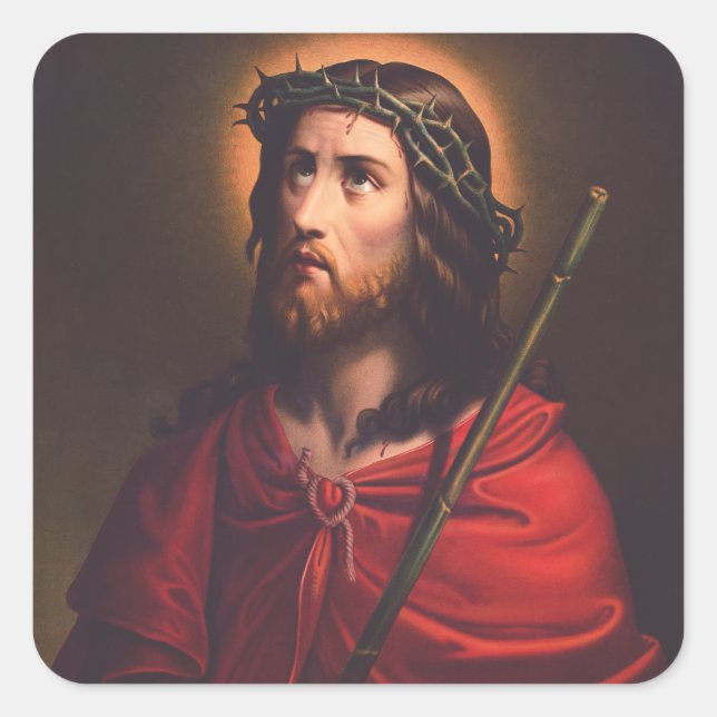 Jesus in Crown of thorns Square Sticker (Front)