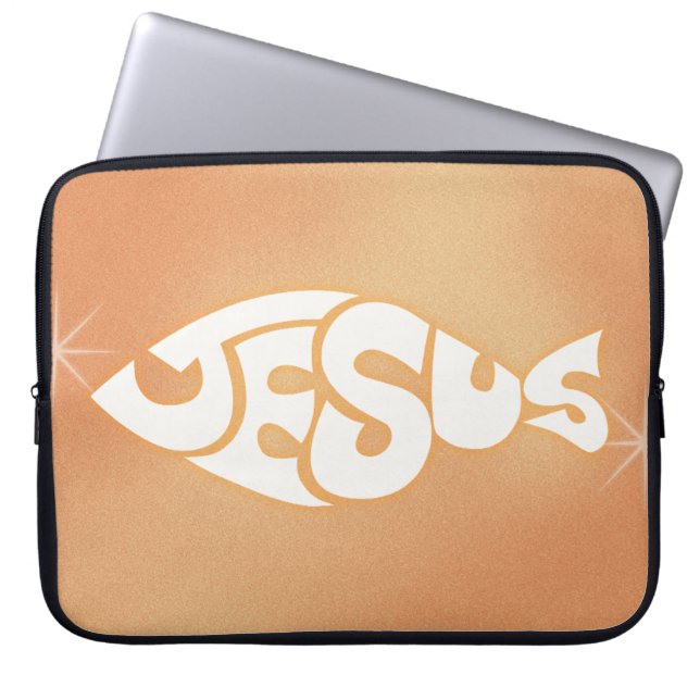 "Jesus" in Fish Shape Christian Pastor gift Laptop Sleeve (Front)