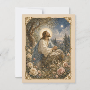 Jesus in Gethsemane Catholic Vintage Religious Card
