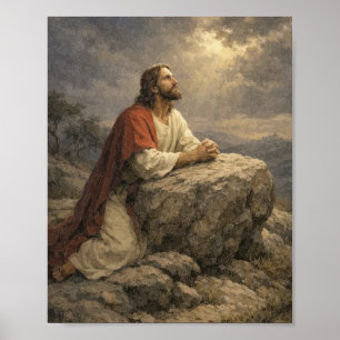 Jesus in Gethsemane Prayer Poster – Peaceful