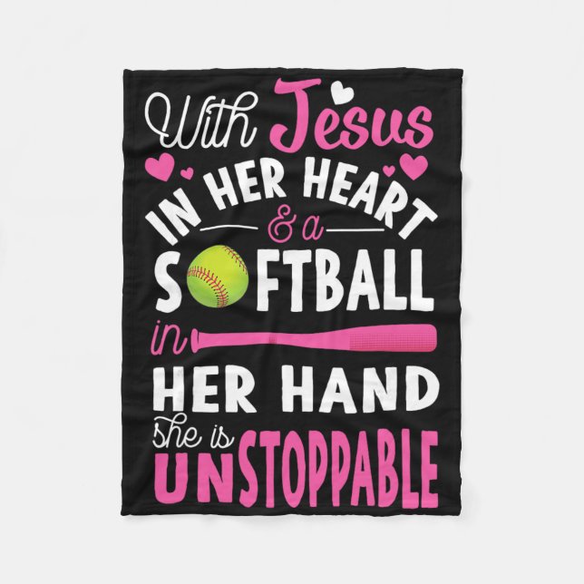 Jesus In Her Heart Softll Hand Funny Pitcher Gift  Fleece Blanket (Front)