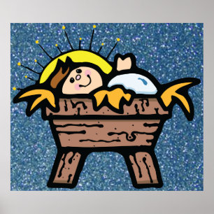 jesus in manger poster