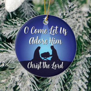 Jesus in Manger Religious Christmas Nativity Scene Ceramic Tree Decoration