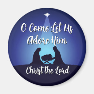 Jesus in Manger Religious Christmas Nativity Scene Magnet