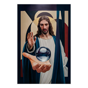 Jesus in Neo-Cubist Elegance Modern Abstract Wall Poster