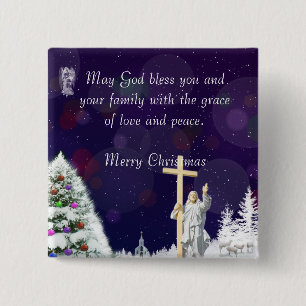Jesus in Snow 15 Cm Square Badge