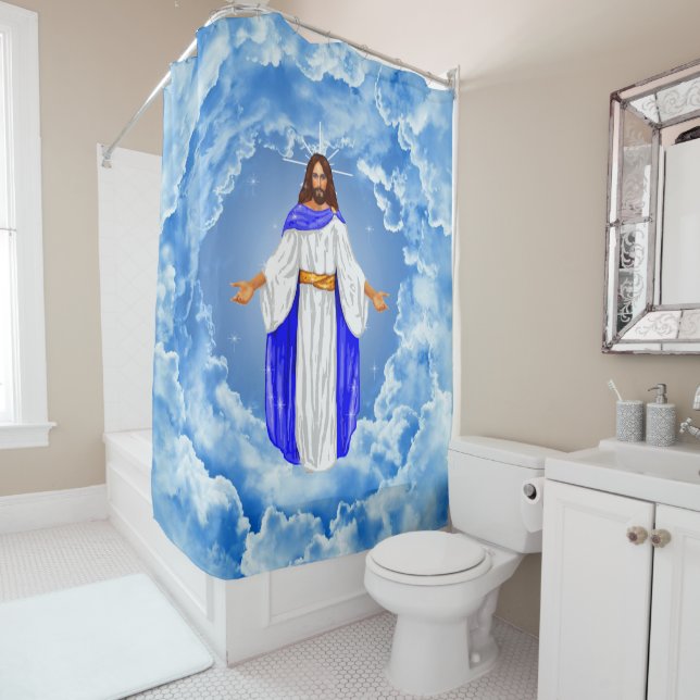 Jesus in the Clouds Shower Curtain (In Situ)