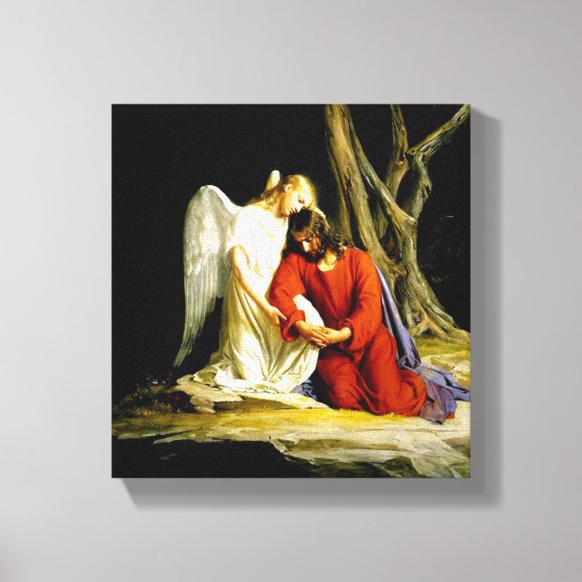 Jesus in the garden of Gethsemane Canvas Print (Front)