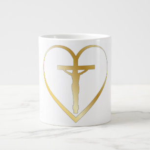 Jesus in the heart large coffee mug
