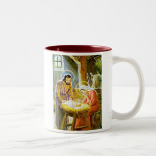 Jesus In The Manger Christmas Nativity Two-Tone Coffee Mug