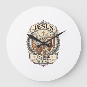 Jesus Incense Prayer Rising Jesus Incense Prayer R Large Clock