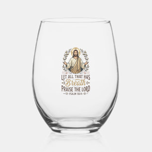 Jesus Indie Folk Acoustic Worship Graphic Tee Chri Stemless Wine Glass