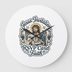 Jesus Invitation RSVP Card Faith Jesus Invitation  Large Clock