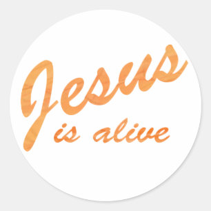 Jesus is alive effet orange classic round sticker