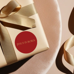 JESUS IS BORN Red Minimal Christmas Sticker #4 