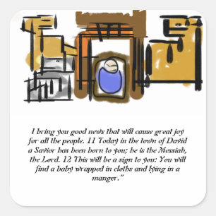 Jesus is born square sticker