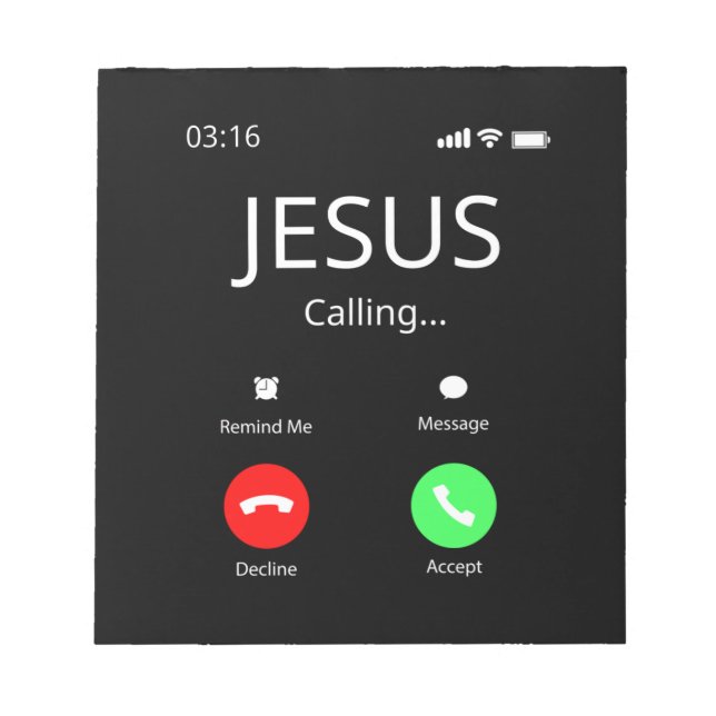 Jesus Is Calling - Christian Notepad (Front)