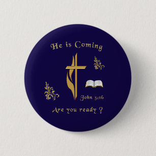 Jesus is coming 6 cm round badge