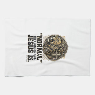 Jesus Is Coming Back Lion Cross Christian Shirt Tea Towel
