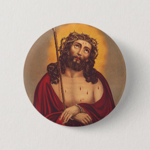 Jesus is crowned with a crown of thorns 6 cm round badge