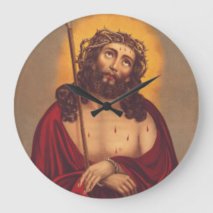 Jesus is crowned with a crown of thorns large clock