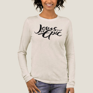 Jesus is Epic Brus Lettering Religious Calligraphy Tri-Blend Shirt