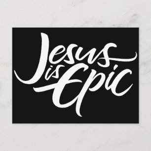Jesus is Epic Lettering Christian Christm God Postcard