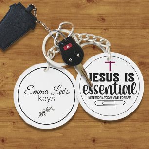 Jesus Is Essential Christian Quote Custom Key Ring