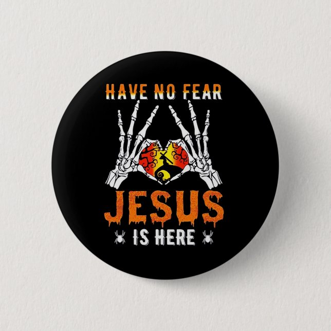 Jesus Is Heart Skeleton Hand  6 Cm Round Badge (Front)