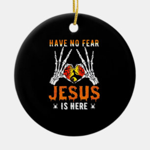 Jesus Is Heart Skeleton Hand  Ceramic Tree Decoration
