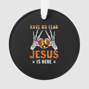 Jesus Is Heart Skeleton Hand Minimal Design Ornament