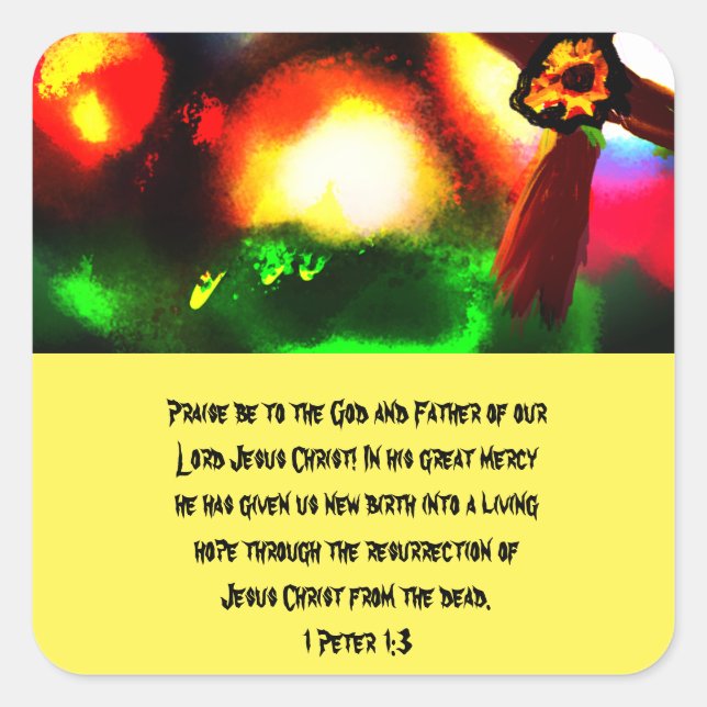 Jesus is here  wooden box sign square paper coaste sticker (Front)