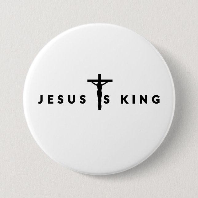 Jesus Is King Black Text 7.5 Cm Round Badge (Front)
