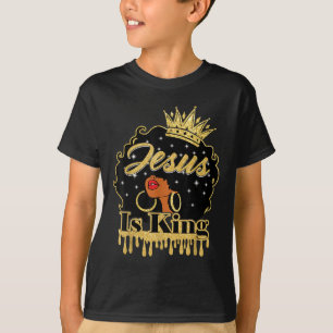 Jesus Is King Christian Black Women Afro African A T-Shirt