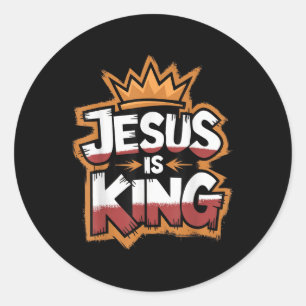 Jesus Is King Classic Round Sticker