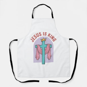 Jesus Is King Cross Crown Vintage Christian T-Shir Apron