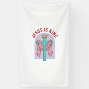 Jesus Is King Cross Crown Vintage Christian T-Shir Banner