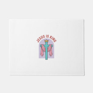 Jesus Is King Cross Crown Vintage Christian T-Shir Doormat