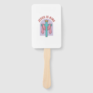 Jesus Is King Cross Crown Vintage Christian T-Shir Hand Fan