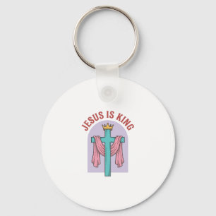 Jesus Is King Cross Crown Vintage Christian T-Shir Key Ring