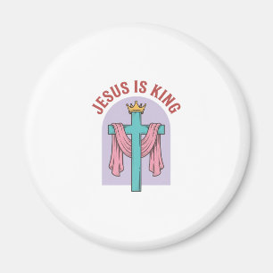 Jesus Is King Cross Crown Vintage Christian T-Shir Magnet