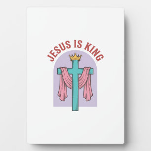 Jesus Is King Cross Crown Vintage Christian T-Shir Plaque