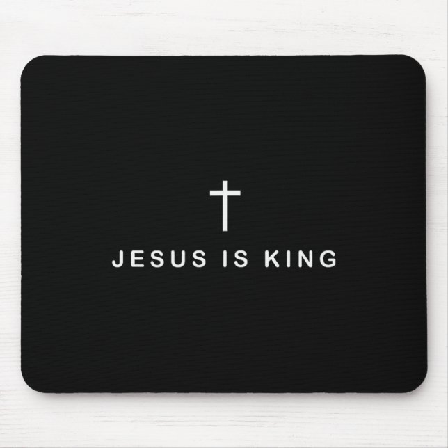 Jesus Is King Cross Subtle Christian Minimal Relig Mouse Pad (Front)