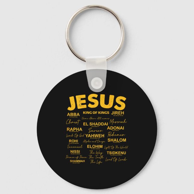 Jesus Is King Names Of God Hebrew Jesus Christian  Key Ring (Front)