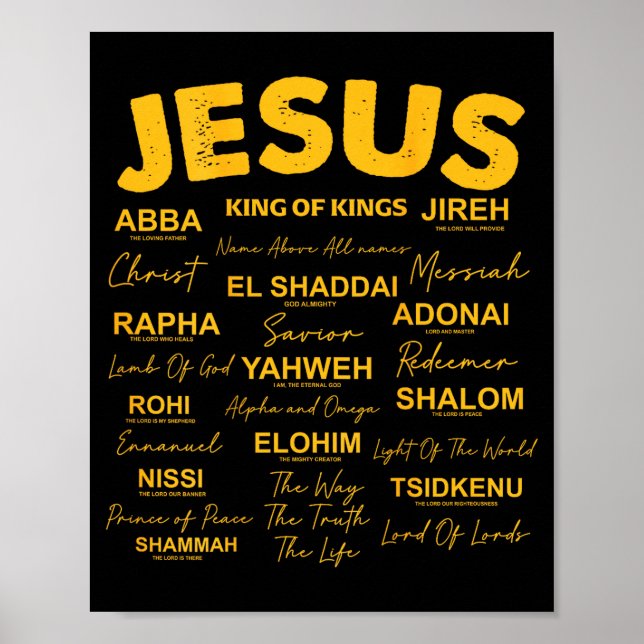 Jesus Is King Names Of God Hebrew Jesus Christian  Poster (Front)