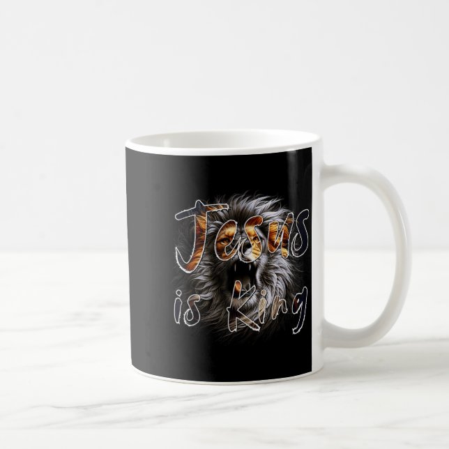 Jesus Is King, The Lion Of Judah Striking Christia Coffee Mug (Right)