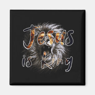 Jesus Is King, The Lion Of Judah Striking Christia Magnet
